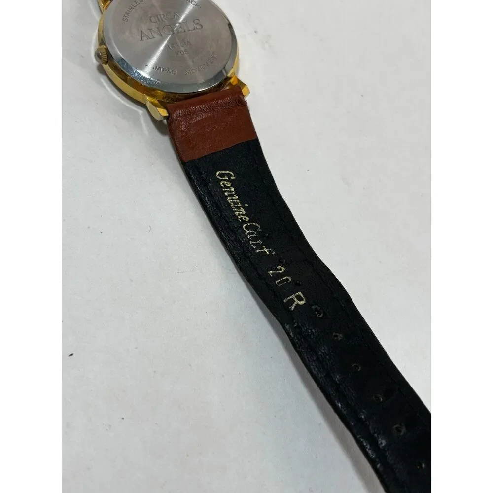 VTG Circa Angels Roman Numeral bezel gold-tone women's watch, working